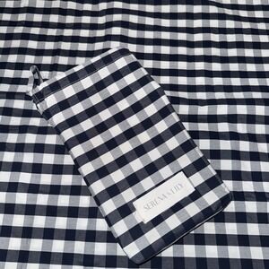 Serena & Lily Pair Of Cotton Percale Navy Gingham Standard Shams 28.5"x19"